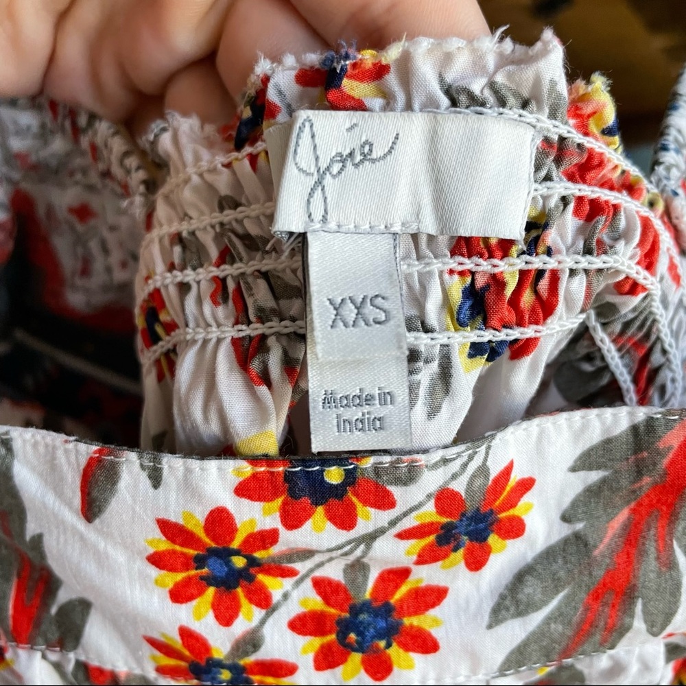 Joie cotton short sleeved floral top with puff sleeves XXS - Picture 3 of 4